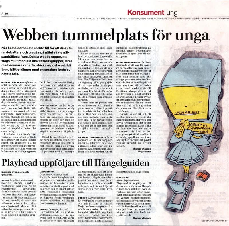 DN nov 2000: ”Webben tummelplats för unga”