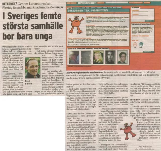 SvD 21. august 2000: ”I Sveriges femte största samhälle bor bara unga” (i Sveriges femte største samfund bor kun unge)