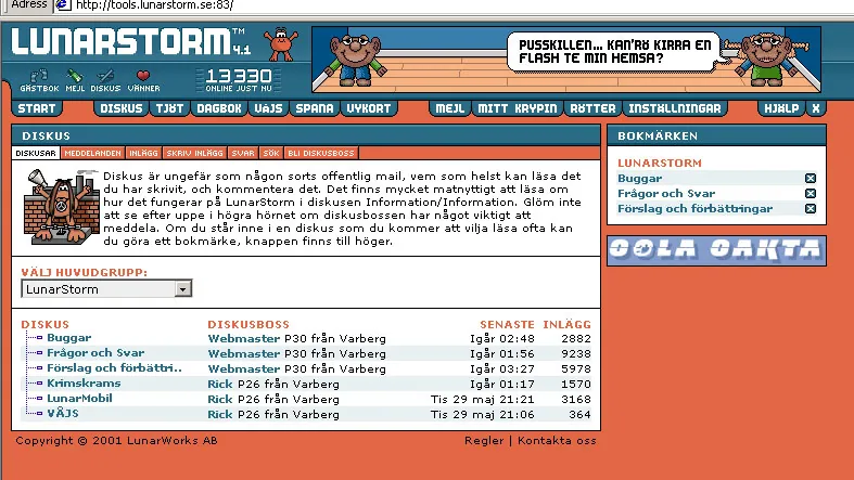 SolaSakta, Cancerfondens kampagne på LunarStorm 2001