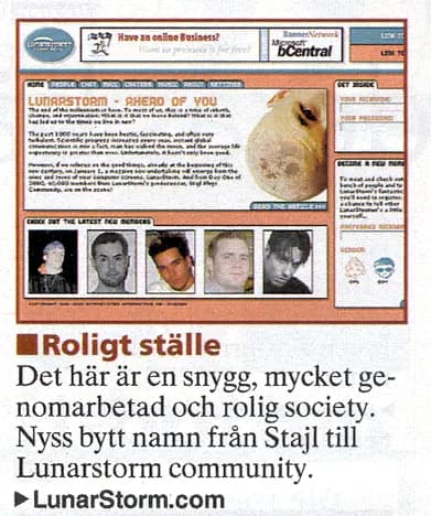 Aftonbladet IT 7 feb 2000: ”Nyss bytt namn från Stajl till Lunarstorm community”