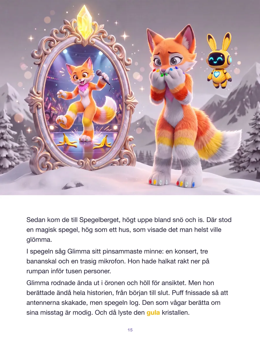Sida 17 av 30 i boken Glimma och mysteriet med den försvunna regnbågen